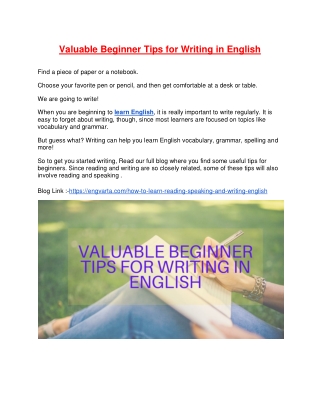 Valuable Beginner Tips for Writing in English