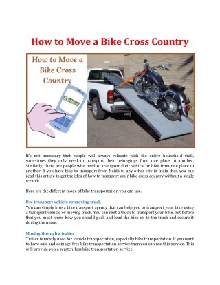 How to Move a Bike Cross Country