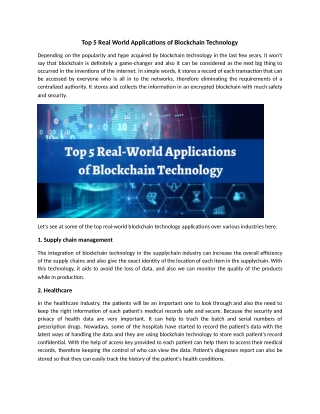 Top 5 Real-World Applications of Blockchain Technology