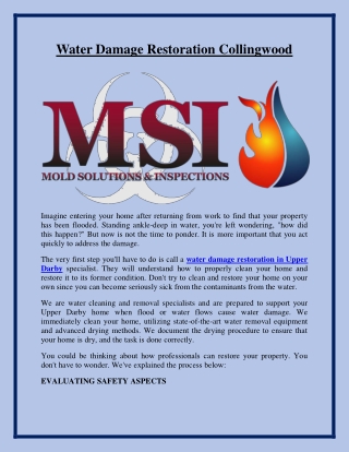 Water Damage Restoration Collingwood