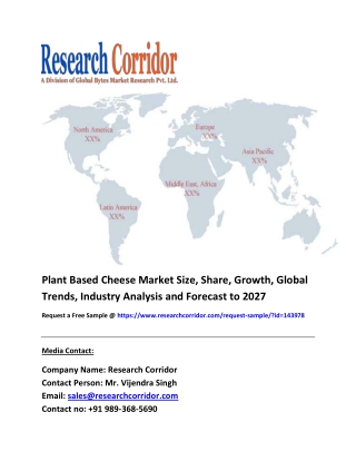 Global Plant Based Cheese Market Size, Share, Growth and Industry Report to 2027
