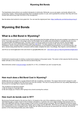 Wyoming Bid Bonds