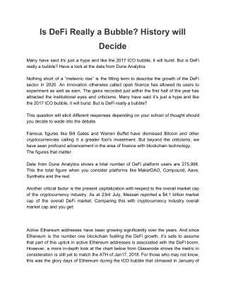Is DeFi Really a Bubble? History will Decide