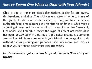 How to Spend One Week in Ohio with Your Friends?