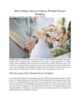 Why It Makes Sense to Choose Wooden Flowers Wedding