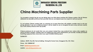 China Machining Parts Supplier