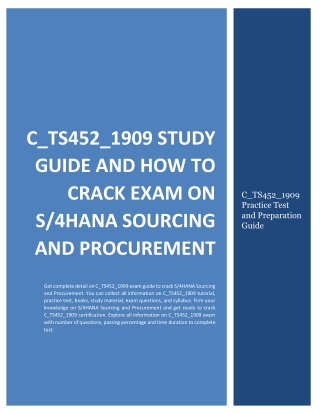 C_TS452_1909 Study Guide and How to Crack Exam on S/4HANA Sourcing and Procurement