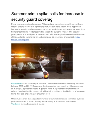 Summer crime spike calls for increase in security guard coverag