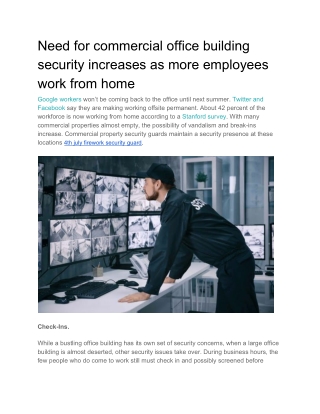 Need for commercial office building security increases as more employees work from home