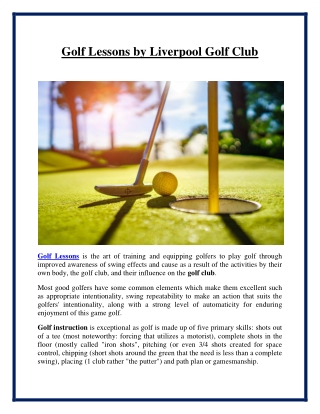 Golf Lessons Sydney