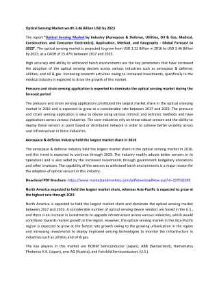 Optical Sensing Market by Industry &amp; Application - Global Forecast 2023 | MarketsandMarkets