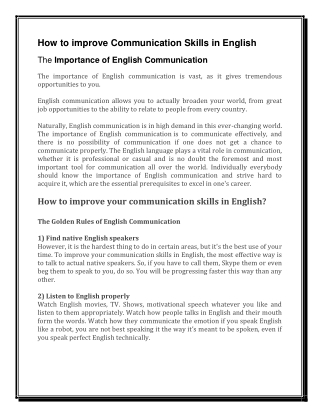 Safejob- How to improve Communication Skills in English