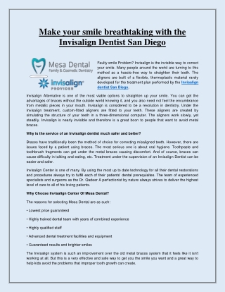 Make your smile breathtaking with the Invisalign Dentist San Diego