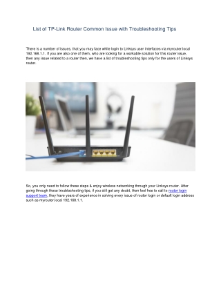 List of TP-Link Router Common Issue with Troubleshooting Tips