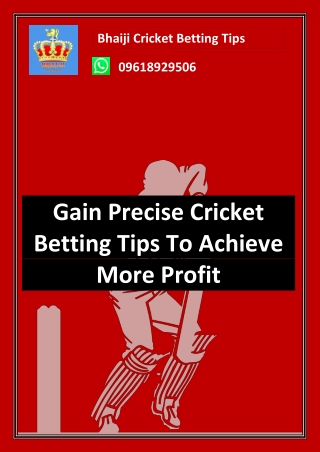Gain Precise Cricket Betting Tips To Achieve More Profit