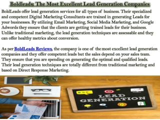 Boldleads: The Most Excellent Lead Generation Companies