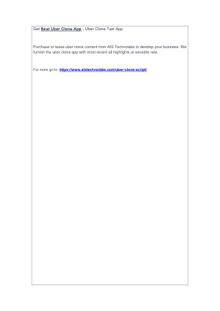 Get Best Uber Clone App - Uber Clone Taxi App