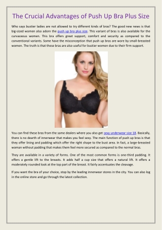 The Crucial Advantages of Push Up Bra Plus Size