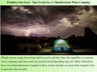 Primitive Survivors - Tips To Survive A Thunderstorm When Camping