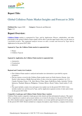 Cellulose Paints Market Insights and Forecast to 20