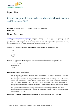 Compound Semiconductor Materials Market Insights and Forecast to 2026