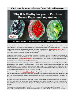 Why it is worthy for you to purchase frozen fruits and vegetables