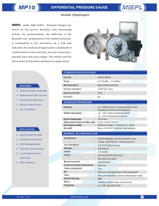 MP10 Differential Pressure Gauge - Double Diaphragm | MIEPL