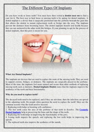 The Different Types Of Implants