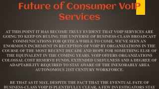 Future of Consumer VoIP Services