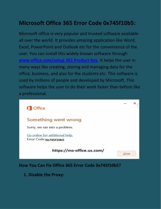 Microsoft Office 365 Error Code 0x745f10b5: