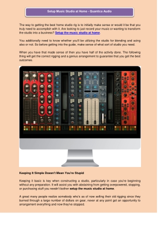 Setup Music Studio at Home - Quantica Audio