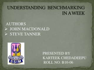 UNDERSTANDING BENCHMARKING IN A WEEK