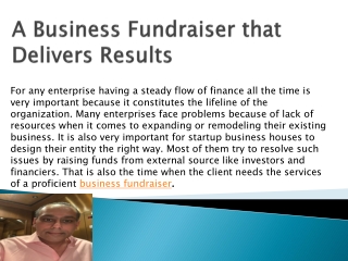 A Business Fundraiser that Delivers Results