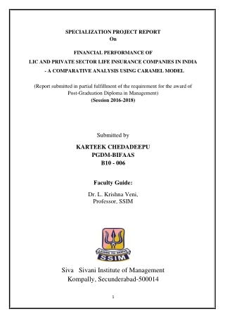 FINANCIAL PERFORMANCE OF LIC AND PRIVATE SECTOR LIFE INSURANCE COMPANIES IN INDIA - A COMPARATIVE ANALYSIS USING CARAMEL