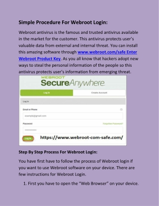 Simple Procedure For Webroot Login: