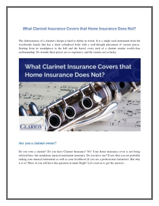 What Clarinet Insurance Covers that Home Insurance Does Not?