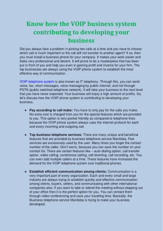 Know how the VOIP business system contributing to developing your business