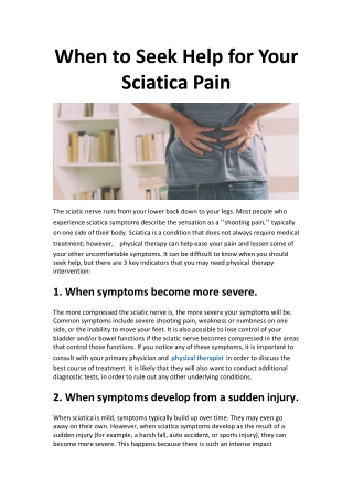 When to Seek Help for Your Sciatica Pain