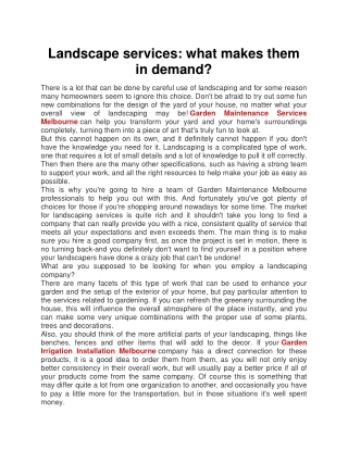 Landscape services: what makes them in demand?