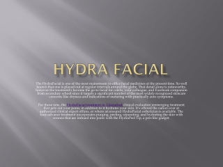 Hydra facial