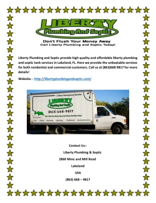 Liberty Plumbing and Septic Tank Services in Lakeland, FL