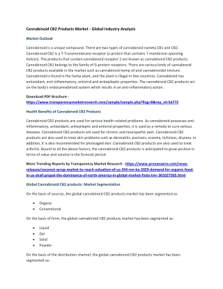 Cannabinoid CB2 Products Market - Global Industry Analysis