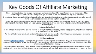 Key Goods Of Affiliate Marketing