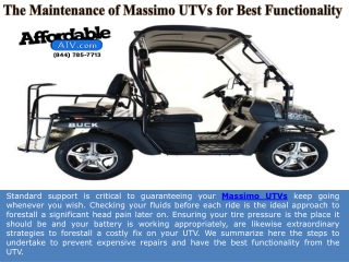 The Maintenance of Massimo UTVs for Best Functionality