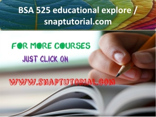 BSA 525 career guidance / snaptutorial.com