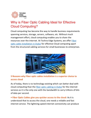 Why is Fiber Optic Cabling Ideal for Effective Cloud Computing?