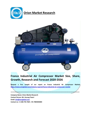 France Industrial Air Compressor Market Size, Share, Trends, Analysis and Forecast 2020-2026