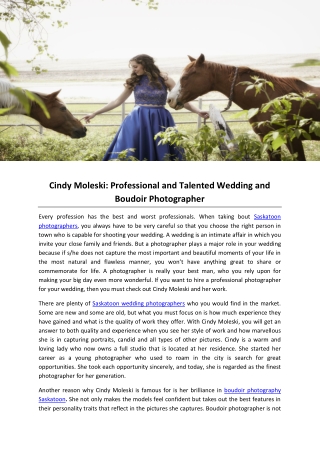 Cindy Moleski: Professional and Talented Wedding and Boudoir Photographer