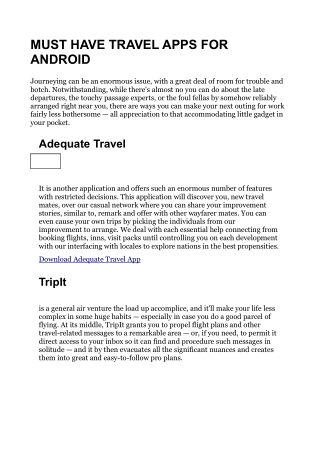 Android Travel Apps