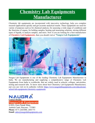 Chemistry Lab Equipments Manufacturer